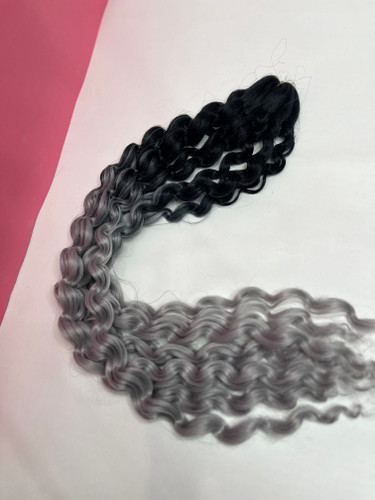 مو افو مشکی طوسی زلفا(بالای کار کامل مشکی)